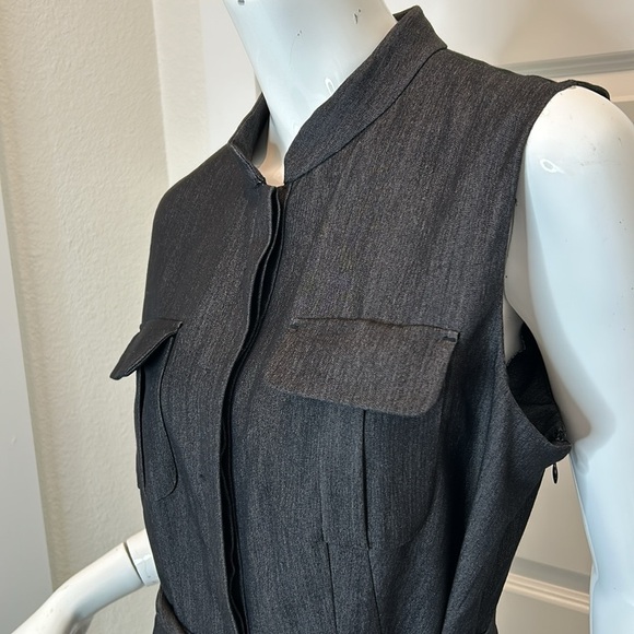 Calvin Klein woman’s sleeveless button front belted denim dress size 10 - Picture 4 of 11